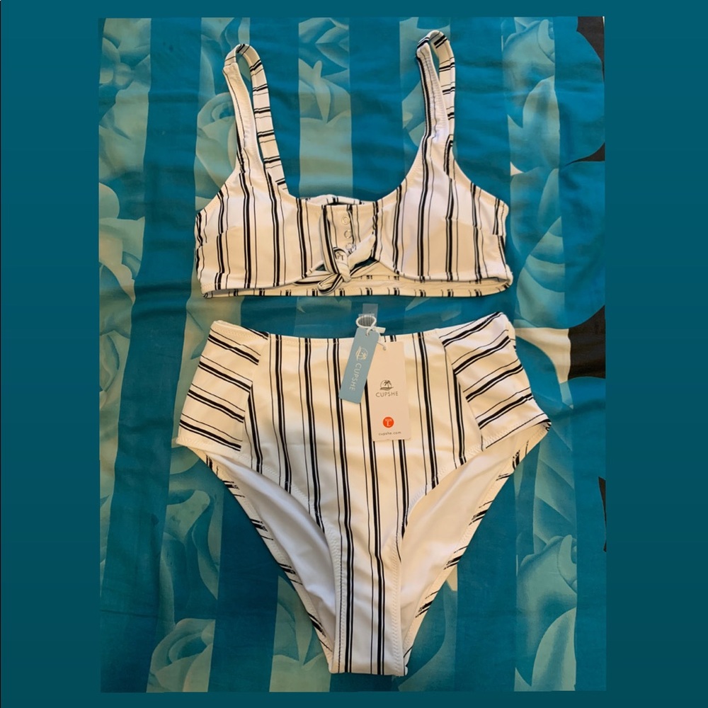 High waist Cupshe striped bathing suit/bikini